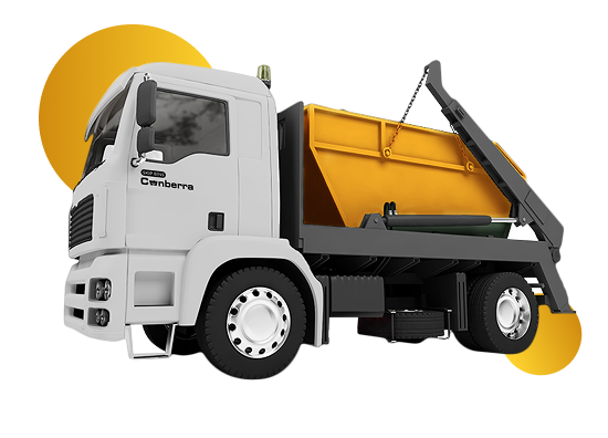 Skip bin delivery truck providing same day skip bin hire service across Canberra for residential, commercial, and construction waste removal