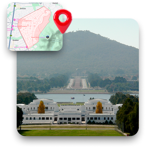 Skip Bin Hire Ainslie service area map showing Ainslie landmarks and inner north Canberra locations for local waste removal services