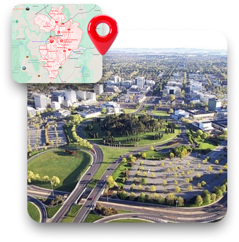 Map of Canberra showing skip bin hire service coverage