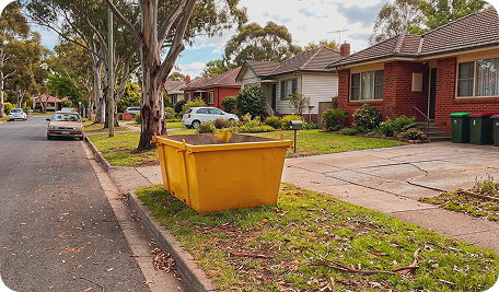 Skip bin delivered in Watson placed in front of a residential home ready for household and renovation waste removal