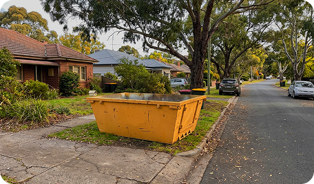 Our skip bin placed outside a residential home in Narrabundah for household and renovation waste removal