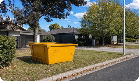 Skip Bin Hire Forrest Canberra showing a freshly delivered skip bin placed in front of a residential home in Forrest, Inner South Canberra, ready for household, garden, and renovation waste removal