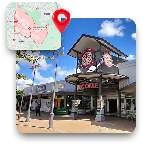 Skip bin hire in Conder service area map showing Conder Canberra residential landscape with Lanyon Valley coverage highlighted for local waste removal services